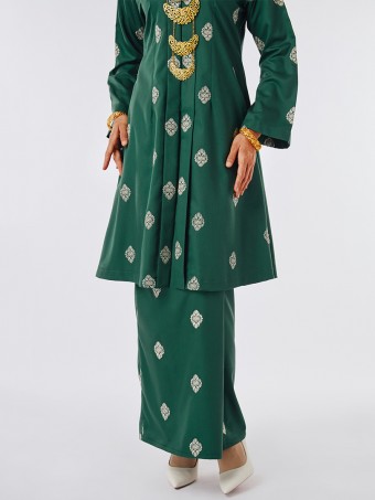 Iris Embroidered Long Kebaya Emerald Green